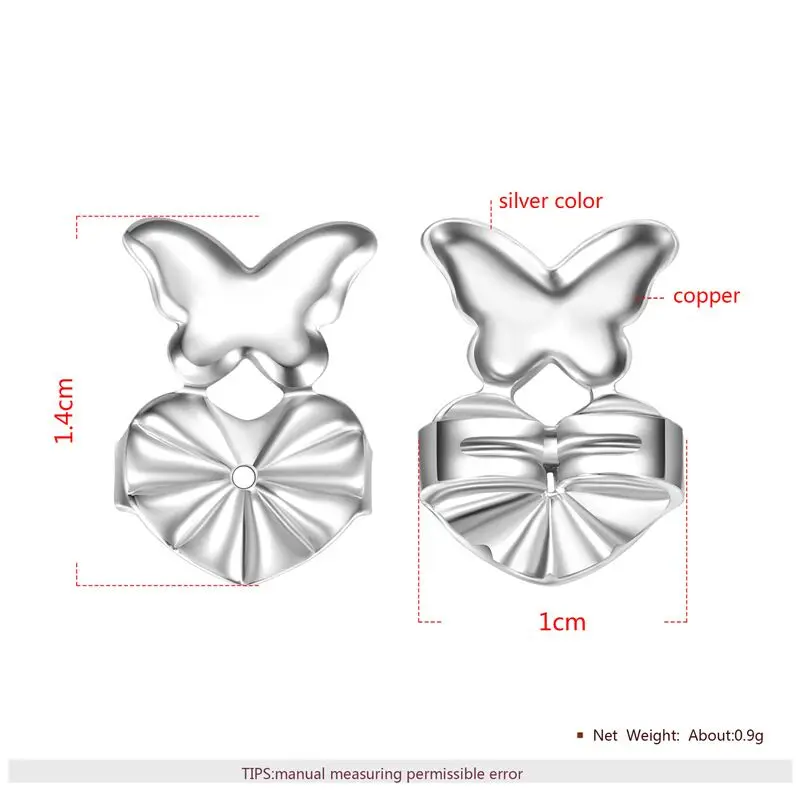 hot sale New magic heart butterfly clover Earring lift Backs Support Hypoallergenic Earrings Lift Lifters Fits All Post Earring