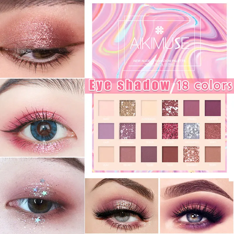 18 Colors Shining Matte Eyeshadow Sequin Waterproof Smoky Eye Shadow Palette LDO99 - Цвет: as picture