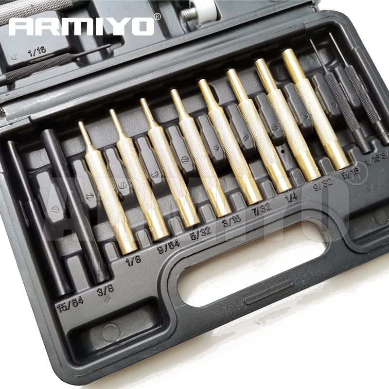Armiyo 17 Pcs Brass Solid Roll Pin Gunsmithing Punch Set Tools