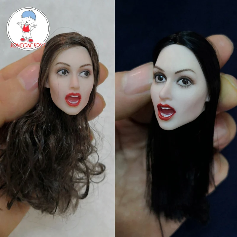 

1/6 Scale Blond Hair Open Mouth Expression Head Carving women doll head sculpt for 12" PHicen pale action Figure Body doll
