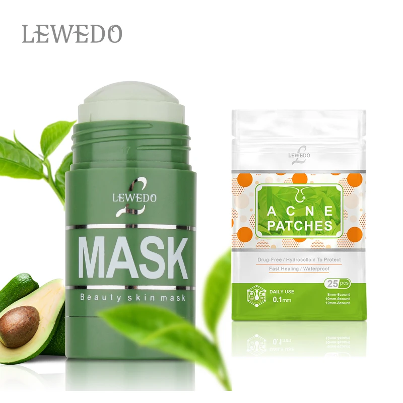 Lewedo 2 шт./лот набор для удаления акне маска зеленого чая Очищающая зеленая палочка
