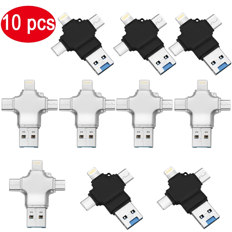 10 шт. 4 в 1 картридер card reader кардридер переходник usb карт ридер Micro SD tf для iPhone MAX XR 6S 5S