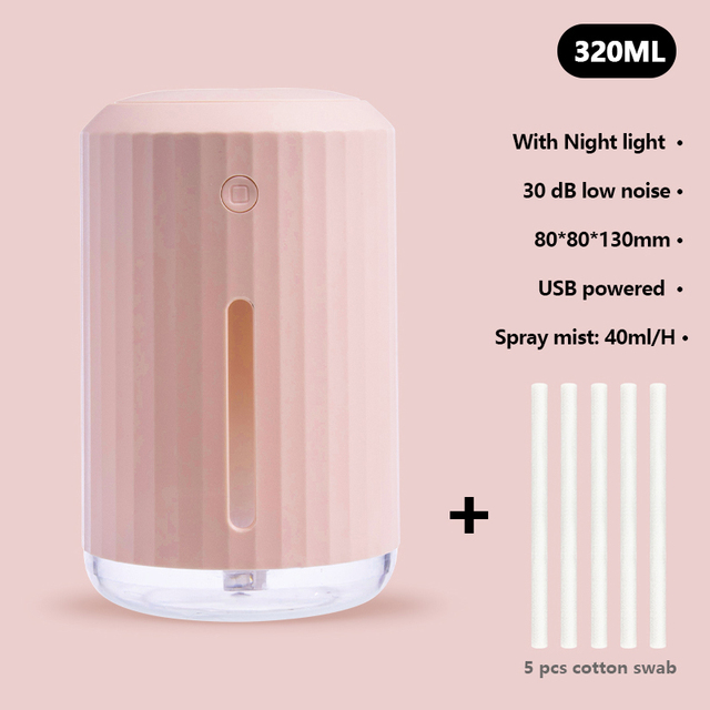Diffuser Usb 320 ml Capacity Small Grain Ultrasonic Air Mist Maker With LED Night Lamp Mist Maker Quiet Humidifier