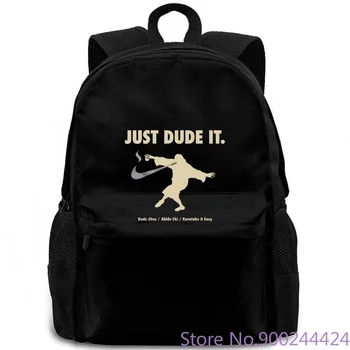 

The Big Lebowski Just DUDE It Jeff Bridges ABIDE Dudeism Printed Funny Crew Neck Short-Sleeve backpack