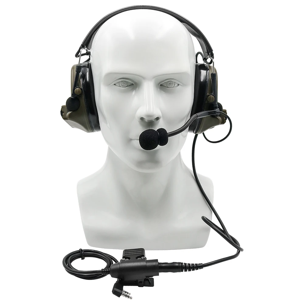 Noise Reduction Headset Tactical Earmuff Mic Kit Electronic Airsoft Headset COMTA II Tactical Headset Military Airsoft Noise Reduction Pickup Hearing Protection Headphone FG