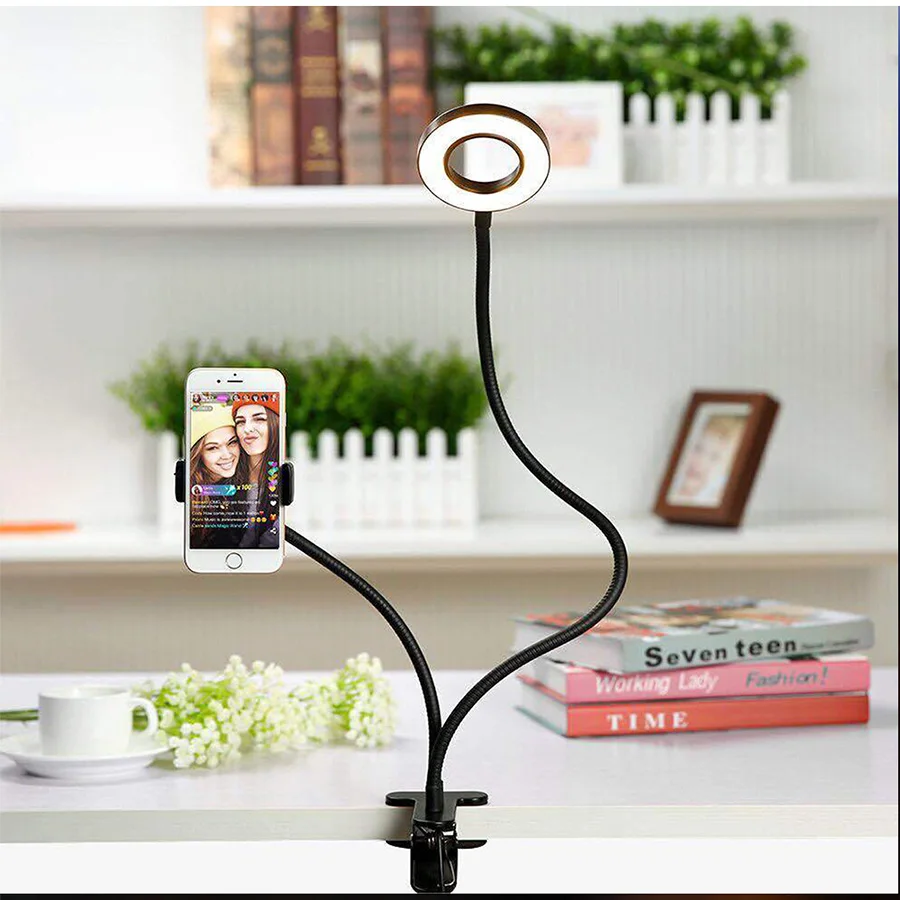 LED Video Photography Selfie Ring Light Dimmable Light Clip Desktop Light Lighting With Phone Holder USB ring lamp Makeup Selfie
