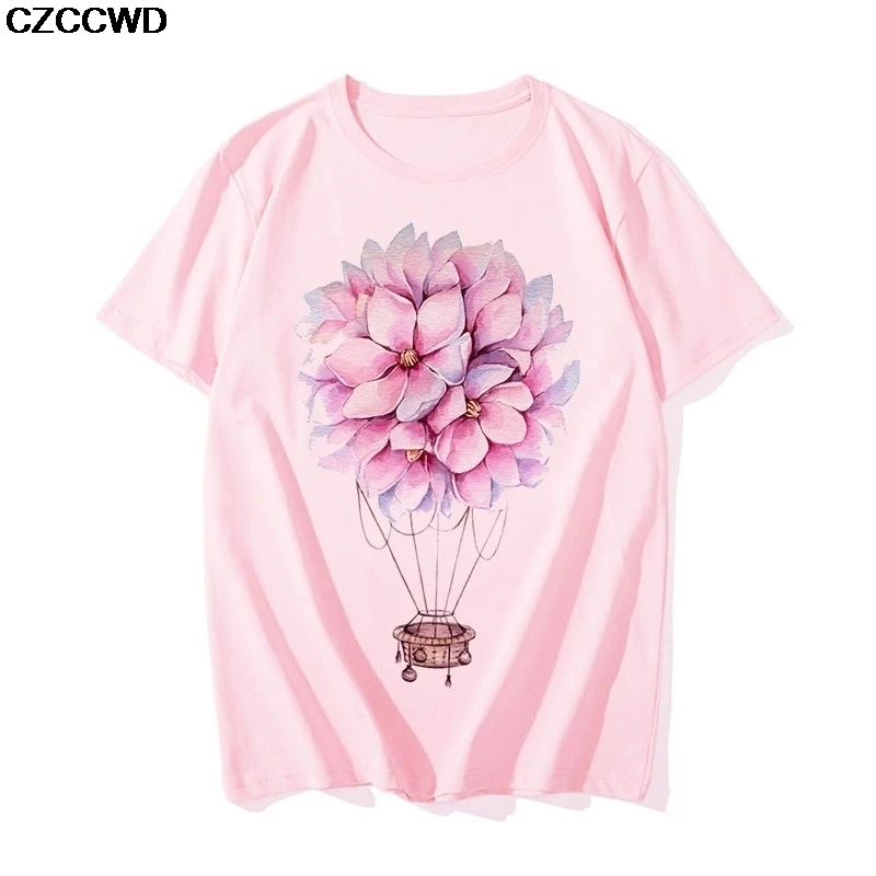 2020 Summer Women Short Sleeve Beautiful Flower Floral Fashion Lady T-shirt Top T Shirt Ladies Womens Graphic Female Tee T Shirt