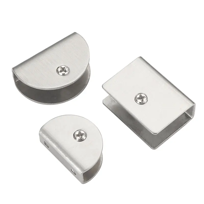 Stainless steel glass clip bracket hardware layer plate fixed semi-circular holder | Обустройство дома