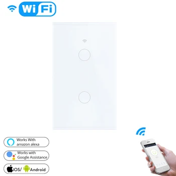 

Single fire wifi smart switch 120 American channel 2 wifi smart wall switch support Tuya Alexa Google Home
