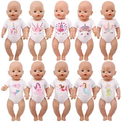 Vêtements de poupée nouveau né licorne sirène barboteuse maillot de bain 43Cm, poupée américaine de 18 pouces, accessoires faits à la main jouets Russ 