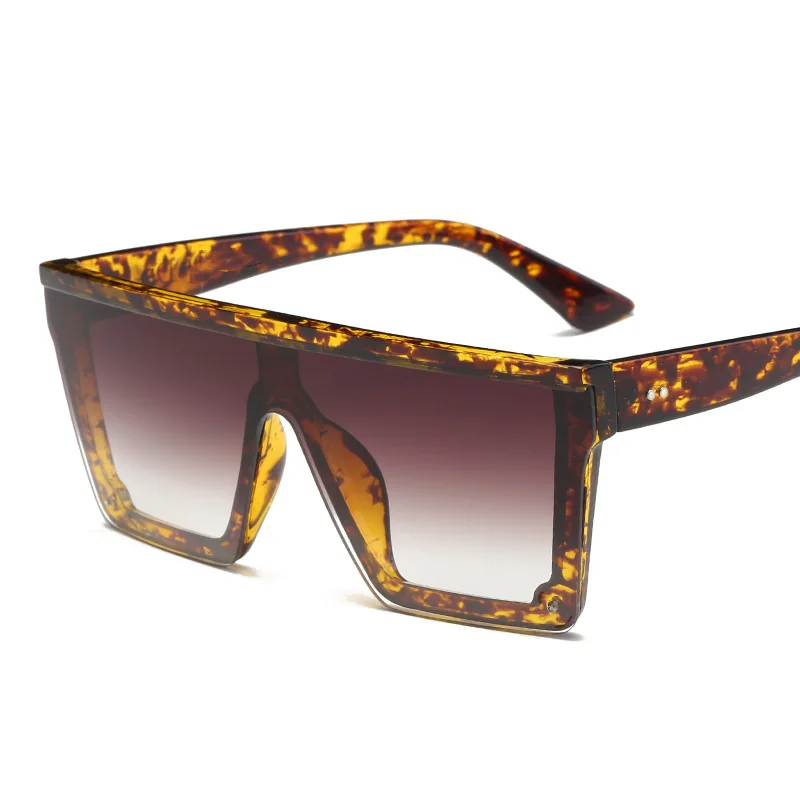 Женские квадратные солнцезащитные очки большого размера, новинка, модные брендовые Дизайнерские мужские винтажные очки с большой оправой для улицы, UV400 - Цвет линз: Leopard