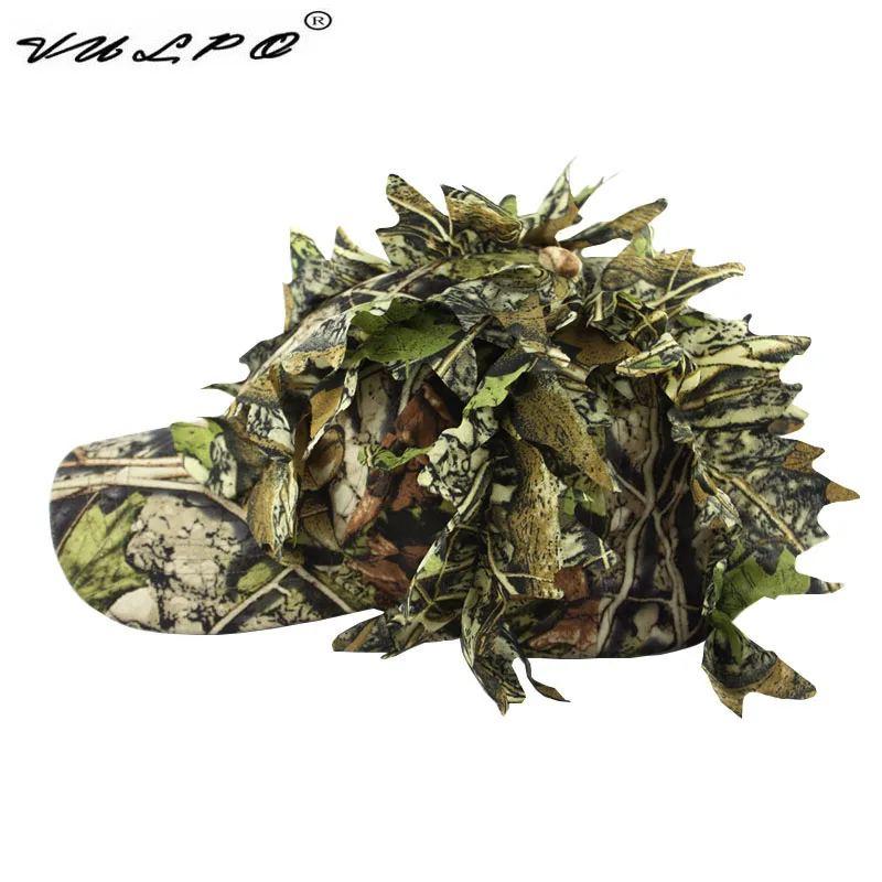 Outdoor Tactical Camouflage Cap With Bionic Leaf Camo Hunting Hat Sniper Hidden Jungle Hat