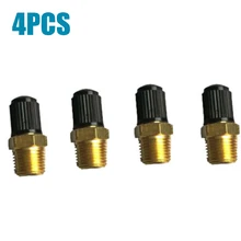 

4 Pcs 1/8 Inches NPT Nickel Plated Brass with installed core and black plastic cap Air Compressor Tank Fill Valves Kit wpl