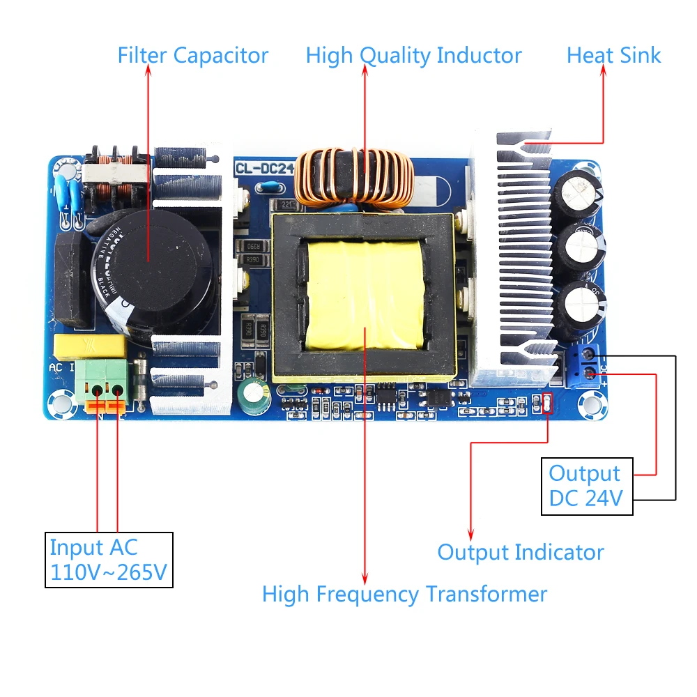 Мощный источник питания переключения изолированный модуль понижающий модуль преобразователя AC-DC 300W 24V 12.5A светодиодный драйвер