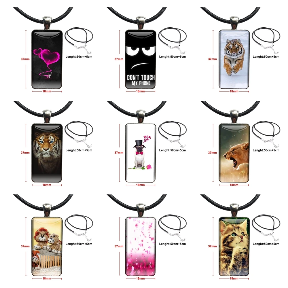 For Women Wedding The Latest Lion And Tiger Glass Cabochon Pendant Necklace Rectangle Fashion | Украшения и аксессуары