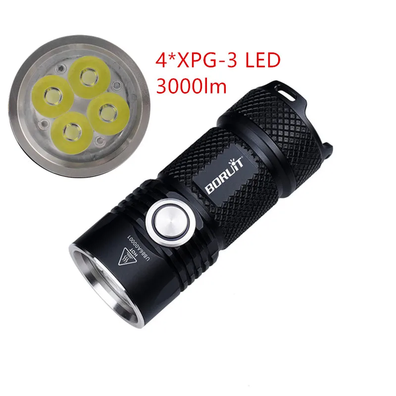 

BORUiT BC15 4*XPG3 3000LM Powerful LED Flashlight USB Rechargeable 26350 6-Mode Super Bright Torch for Camping Mountaineering
