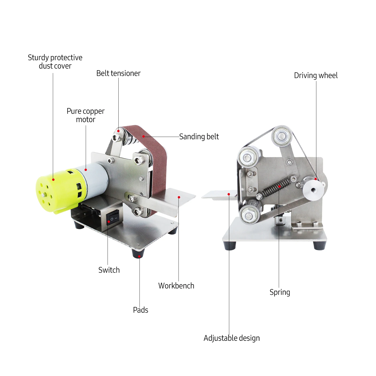 Mini Electric Belt Sander DIY Polishing Grinding Machine Fixed Angle Sharpening Machine Blade Desktop Cutter Edges Power Tool 4