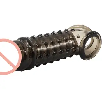 Soft Penis Extender Condom Men Cock Sleeve Ring On Penis Reusable Condoms Spines Sex Studded Enlargement Sex Toys For Male 3