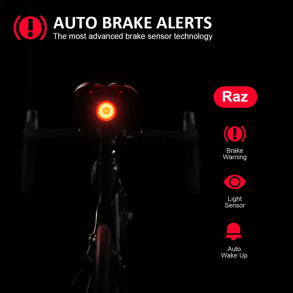 SHANREN Raz Smart Bike Tail Light Bicyle Rear Light for Seatpost/Helmet