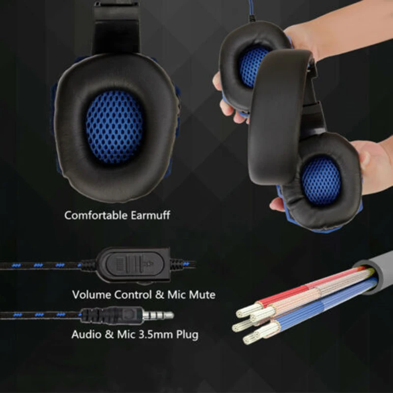 Wired Headphones For ps4 Xbox PC 3.5mm Stereo Wired Gaming earphone Computer foldable gamers headphones With microphone game headset