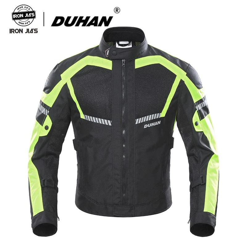 

DUHAN Men Motorcycle Jackets Summer Mesh Motorbike Riding Jacket Motocross Equipment Jacket Protective Gear Five Protector Guard