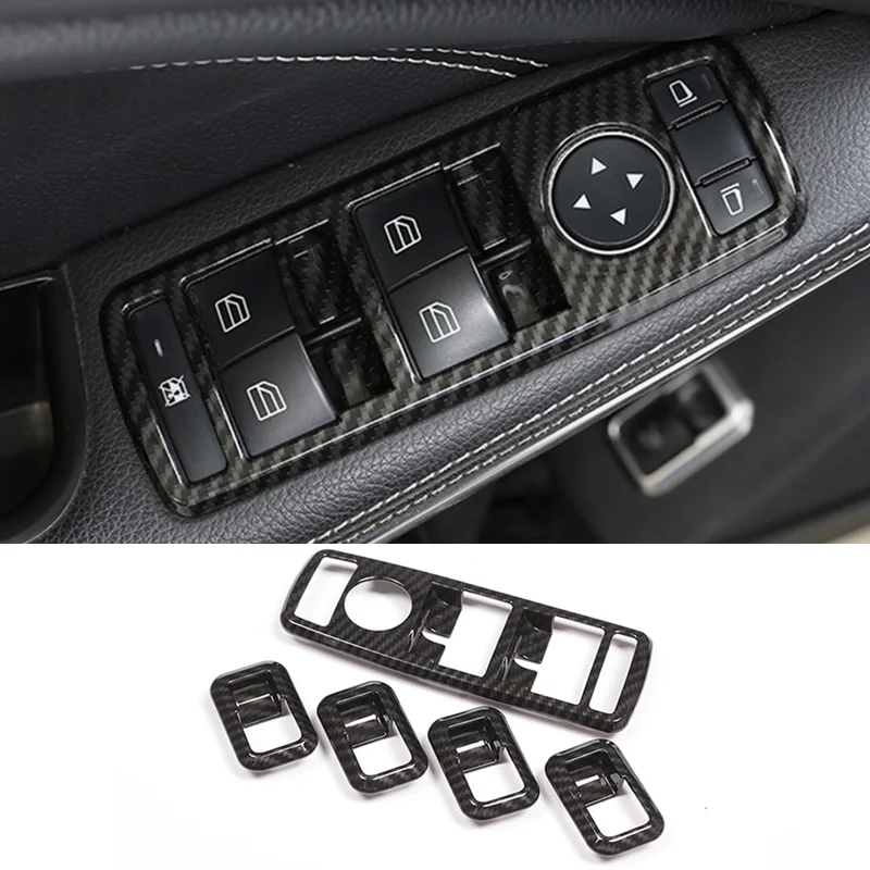 

Car Window Glass Lifting Buttons Frame For Mercedes Benz A B C E G CLA CLS GLE GLS GLA GLK ML GL class Carbon Fiber Style