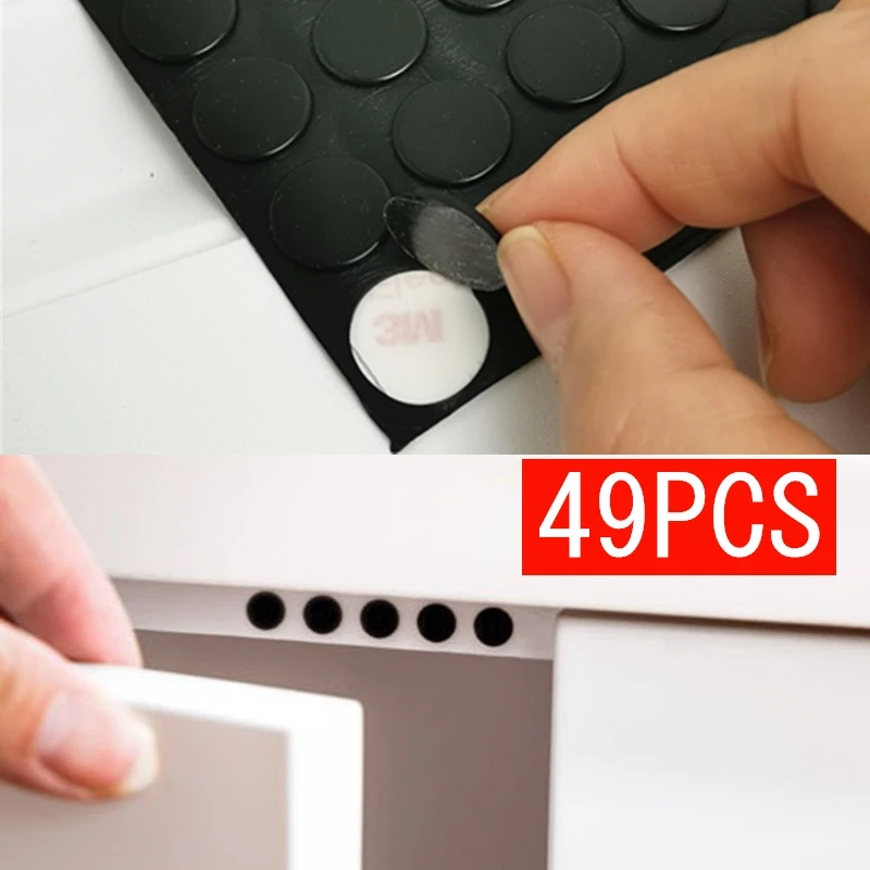 Door Stopper Self Adhesive Silicon Rubber Kitchen Cabinet Damper Buffer Pad Noisy Furniture Hardware 49 Grains/Lot 15x2mm Black