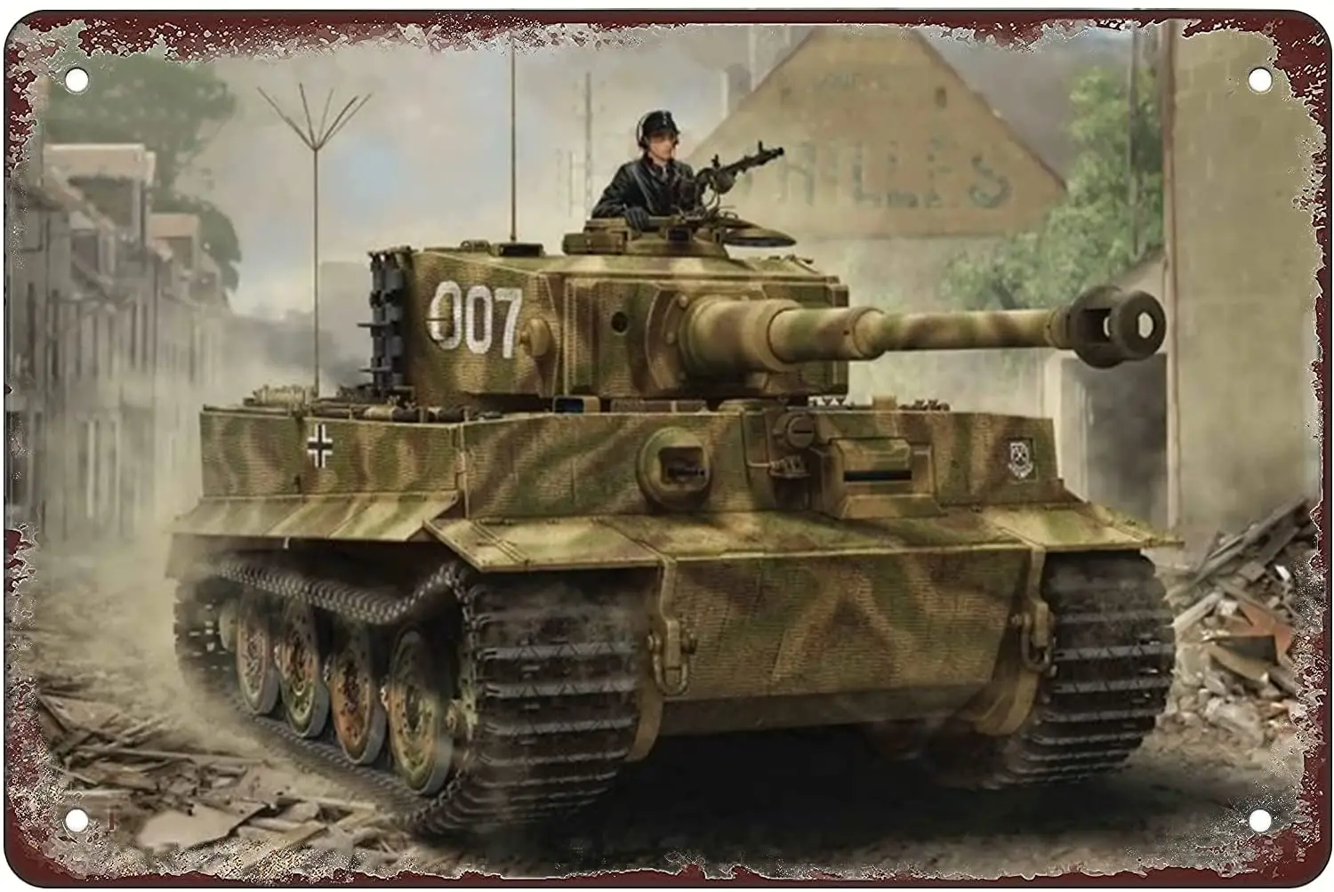 Немецкий боевой танк Tiger i винтажный металлический жестяной знак для мужчин и