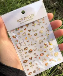1PCS Multi-Color Laser Reflective Alphabet Nail Art Sticker Kit (WG527Laser gold)