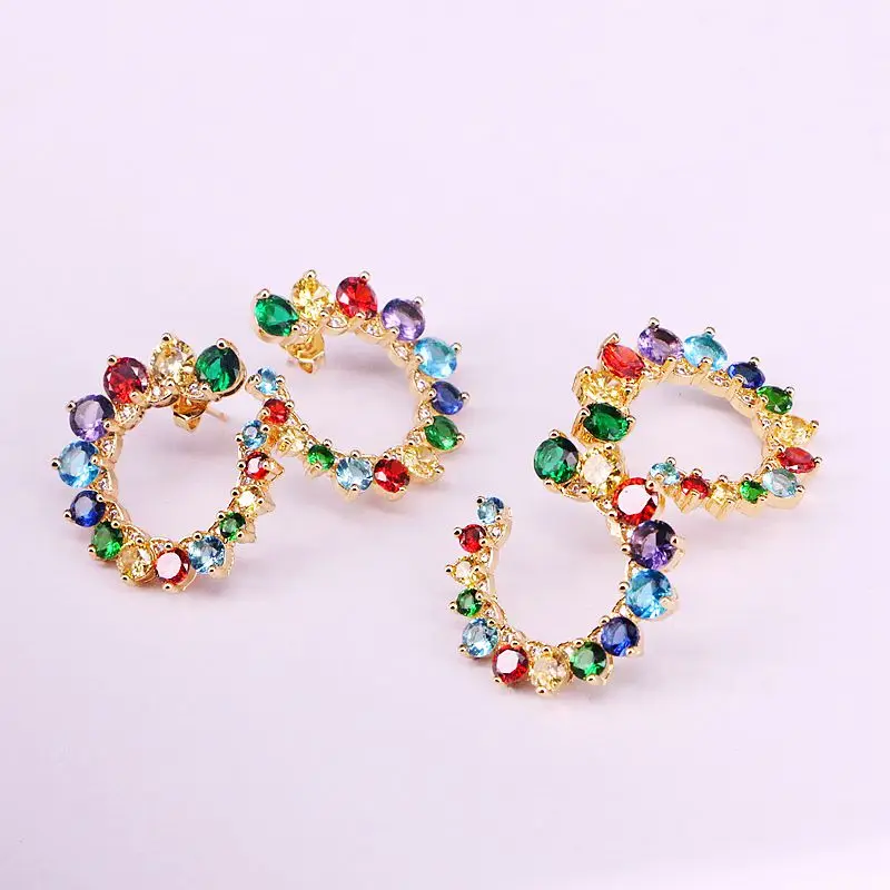 4 пары радужные Кристальные циркониевые серьги гвоздики модные ювелирные