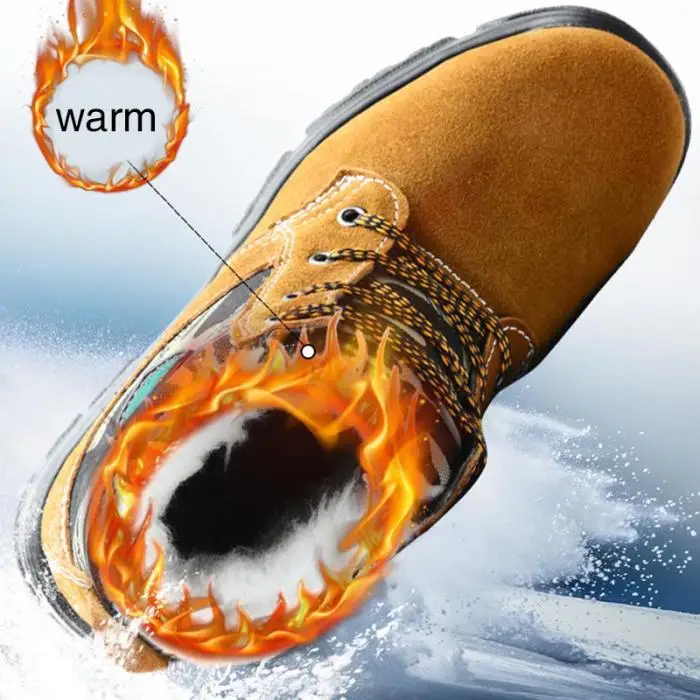 Для мужчин Для женщин Утепленная одежда Термальность анти-скольжения безопасная обувь с Сталь носок Кепки безопасности на рабочем месте чулочно-носочные изделия кроссовки для прогулок зимой