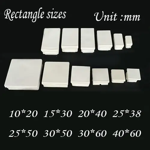 

30X60mm Furniture tube plug,white oblong rectangle pipe plastic end blanking tube inserting end chair feet pad led end cover cap
