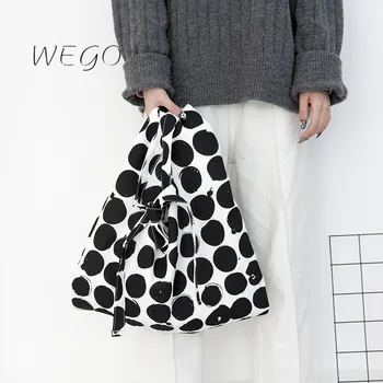 

New Fashion Waterproof Canvas Women Bag Black Circles Pattern Travel Bag Large Hand Canvas Bags