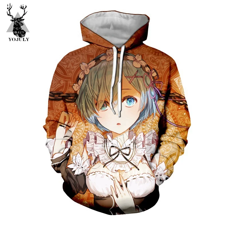 3 YOJULY аниме 3D печать Re: zero Твин горничной рам и рем 3D печать Harajuku толстовка с капюшоном унисекс модный Женский Повседневный пуловер, свитер Y398 - Цвет: 3