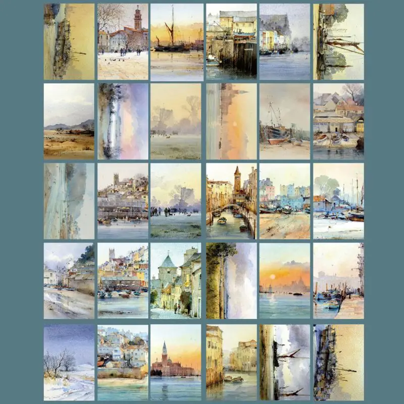 30 Sheets Your City Paintings Retro Vintage Postcard Christmas Gift Card Wish Poster Cards