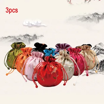 

3Pcs/Set Hot Sale Ladies Jewelry Pouch Embroidery Jewelry Packaging Bag Women's Drawstring Mini Coin Purse Gift Bags New
