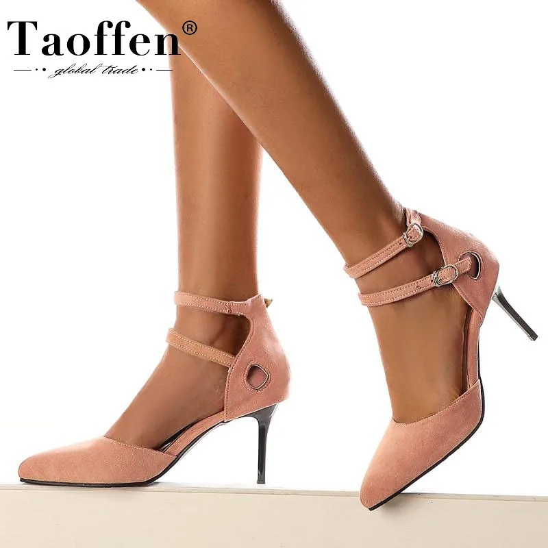 

Taoffen 5 Color Size 34-48 High Heels Sandals Women Sexy Pointed Toe Casual Buckle Summer Shoes Women Marry Party