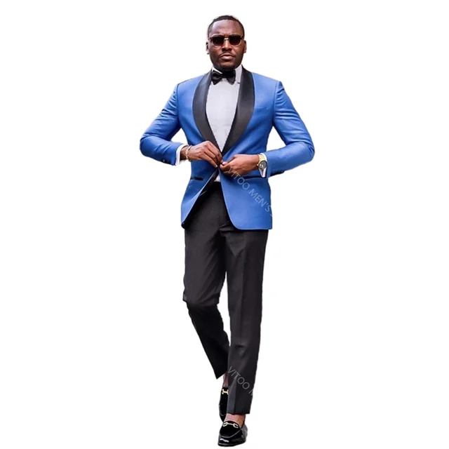 Blue Blazer With Black Pants/classic Men Suits Formal Business