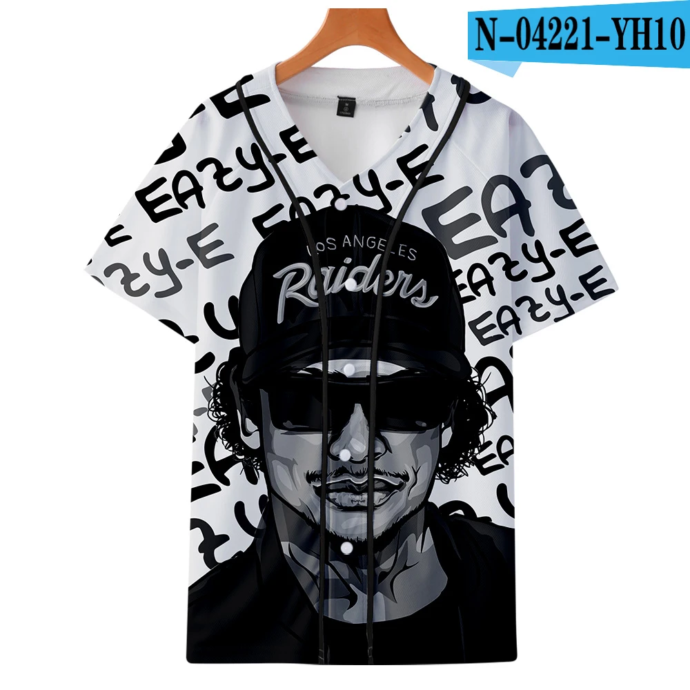 Гангста рэп Eazy E мужские рубашки с коротким рукавом высокое качество 3D печать мягкая гавайская рубашка бейсбольная Кнопка дропшиппинг и - Цвет: one