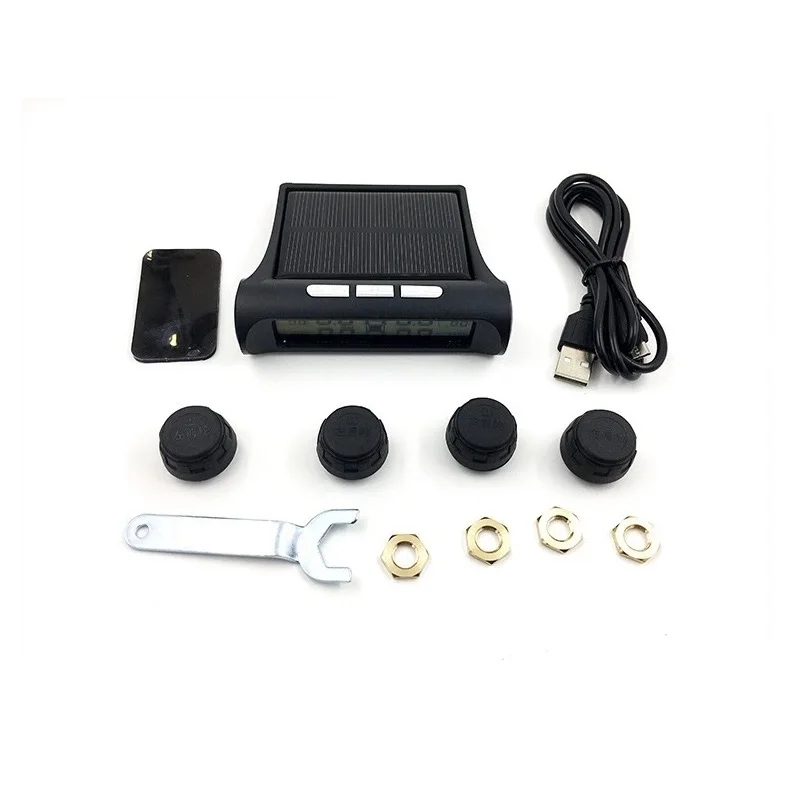 USB или солнечная зарядка автомобиля TPMS система контроля давления в шинах HD цифровой ЖК-дисплей Автосигнализация инструмент беспроводной 4 внешних датчика