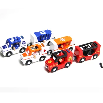 

Free Shipping Sound and Light of Magnetic Train Car Ambulance Police Car Fire Truck Compatible Brio Wood Track Children's Toys