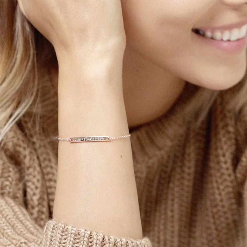 Dianshangkaituozhe персонализированные имя браслет Детские имя настройки мама jewelry браслет из нержавеющей стали розового золота