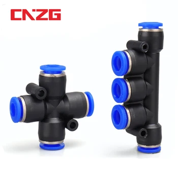 

PK PZA Pneumatic Plastic 4 Way 5 Way Fitting Fittings Quick Connectors Water Hose Connector Air Push Fast 4 mm 6 mm 8mm 10mm 12
