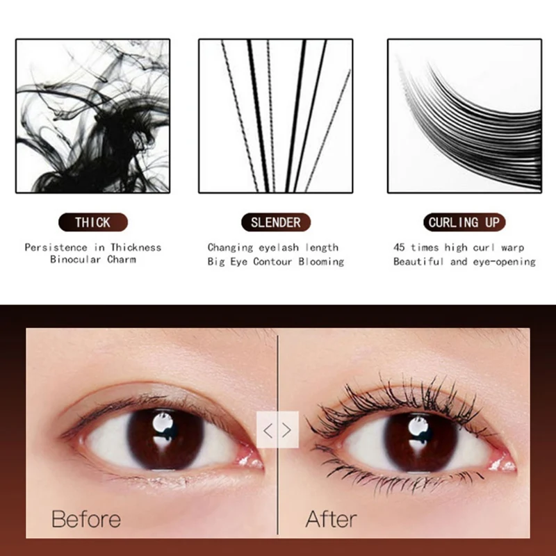 Slender Eye Mascara Long-lasting Smudge-proof Waterproof Natural Curling Dense Mascara Water-proof Smudge-proof.w