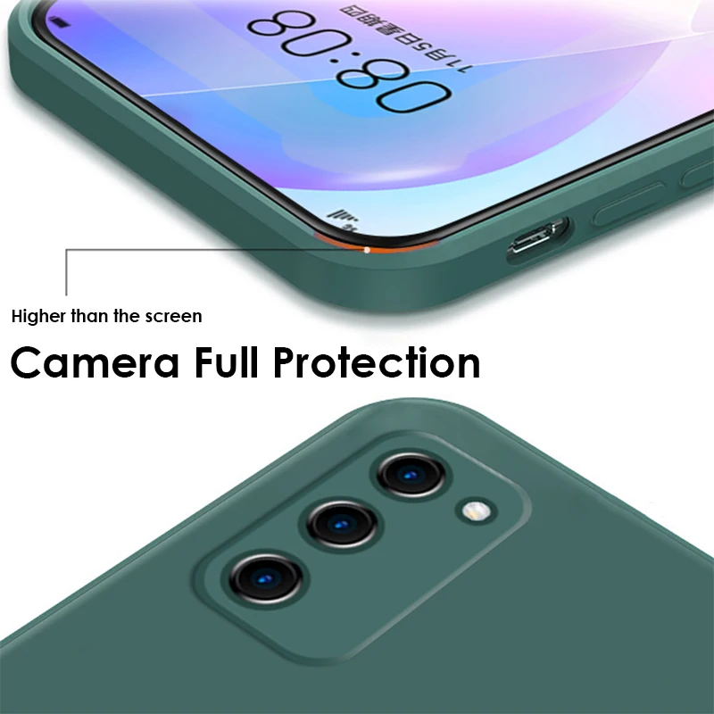 Square Liquid Silicone Case For Samsung Galaxy S22 Plus S22Ultra S20 S10 S9 A52 A72 A50 A70 A51 A71 Note 20 Ultra 10 Cover