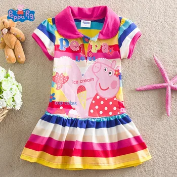 

Peppa Pig Original Girls Skirts Summer New Plush Cotton Girl Print Cute Cartoon Striped Dress Lantern Skirt
