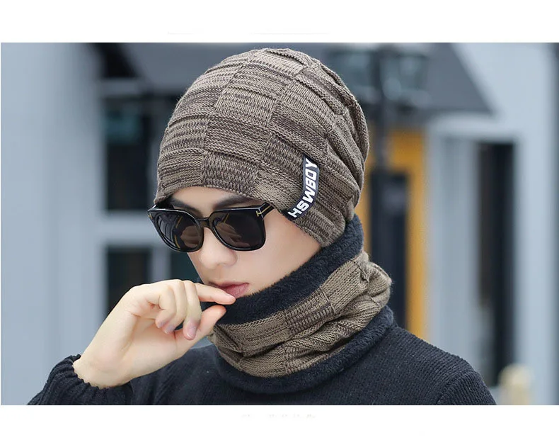 Новые зимние шапочки Skullies для женщин мужские шерстяные шарфы головные уборы, Балаклава маска Knitted шапка вязаная