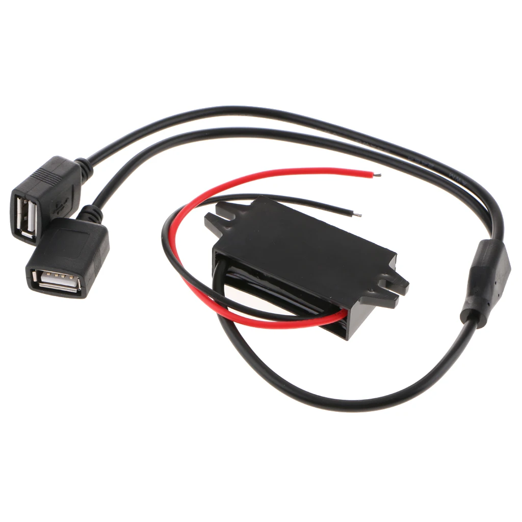 8 V-24 V до 5V 3A понижающий преобразователь с двойной USB соединительный кабель с разъемом кабеля Зарядное устройство