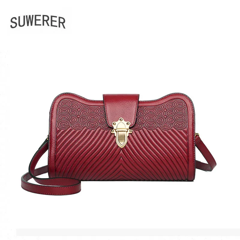 SUWERER luxury handbags women bags designer designer bags famous brand women bags new women Genuine Leather bag clutch bags