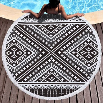 

Summer Round Beach Towels Geometric Mandala Circle Bath Shower Towel Yoga Mat Blanket Microfiber Towel Ladies Shawl